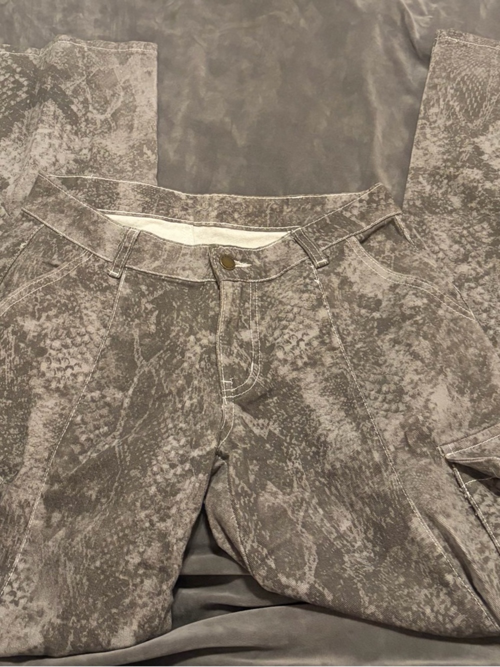 Gray camo low waist jeans